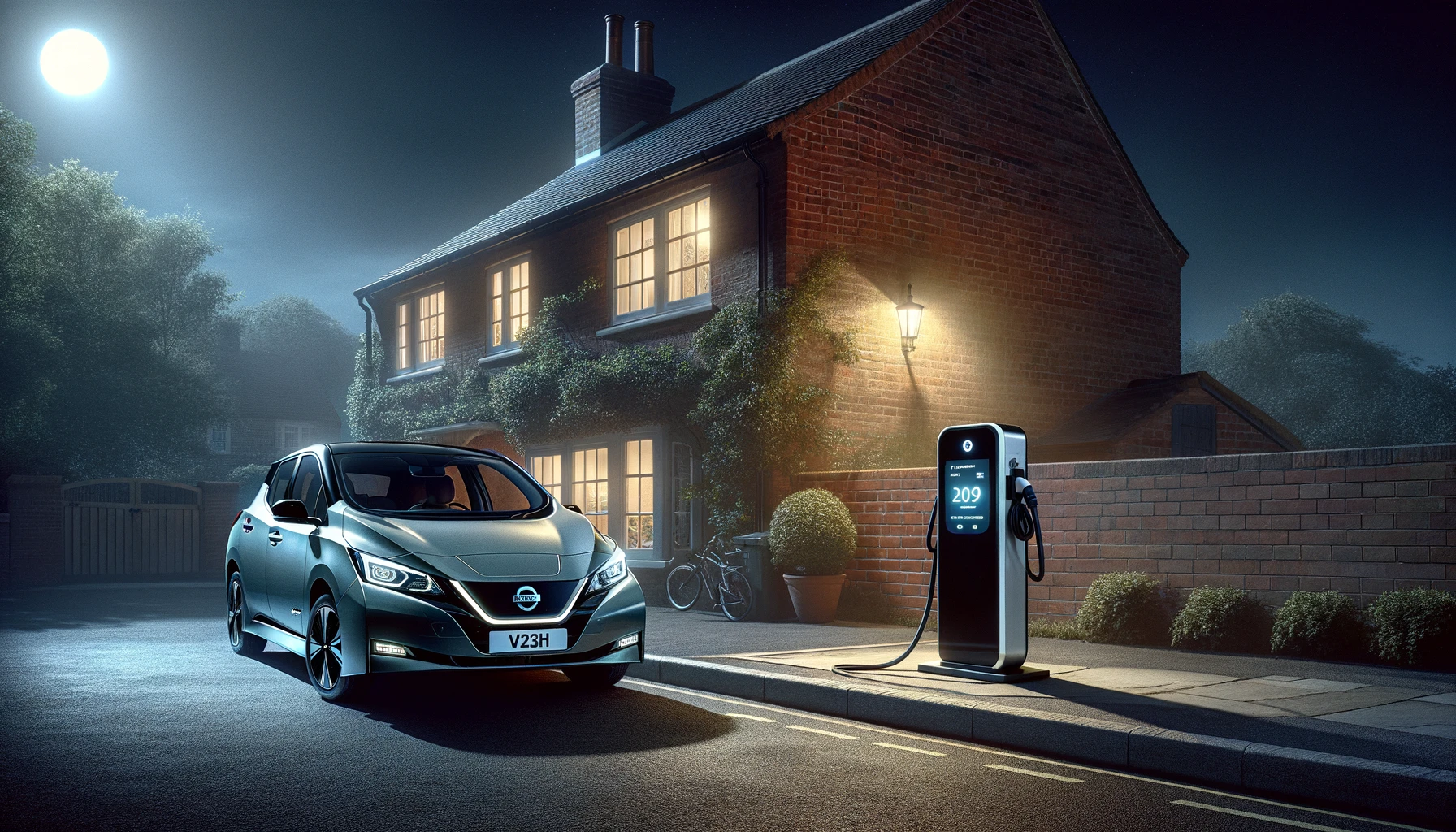 Nissan Leaf domestic bi-directional charger - DALL·E 3